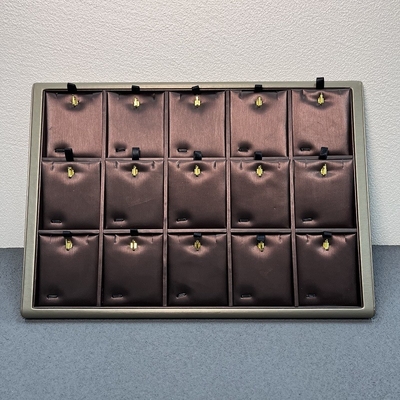 355*255*25mmブラウンPUの宝石類の皿はリング イヤリングの吊り下げ式のネックレスのために表示する